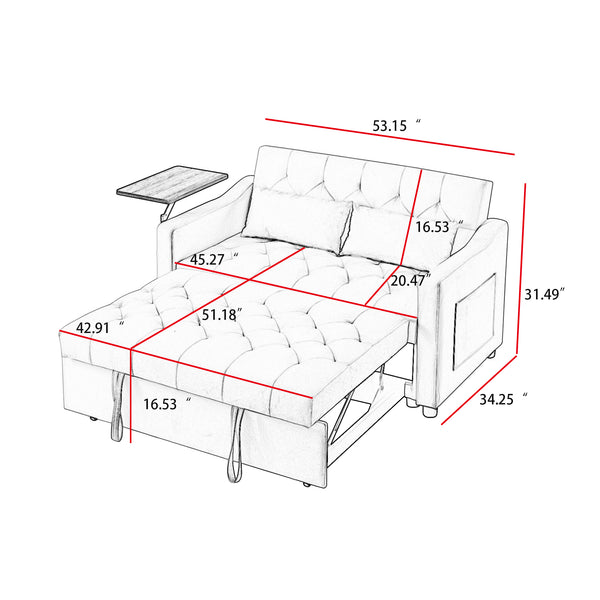English Elm GREY Velvet Sofa Bed - Stylish Convertible Velvet Upholstery, Foam Comfort, Solid Wood Frame, Black Legs W588136689