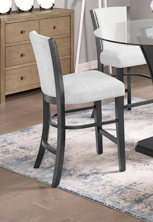 English Elm 2Pc Contemporary Glam Upholstered Dining Side Chairs Set - Dove Gray Fabric, Stylish Black Frame B011P151402