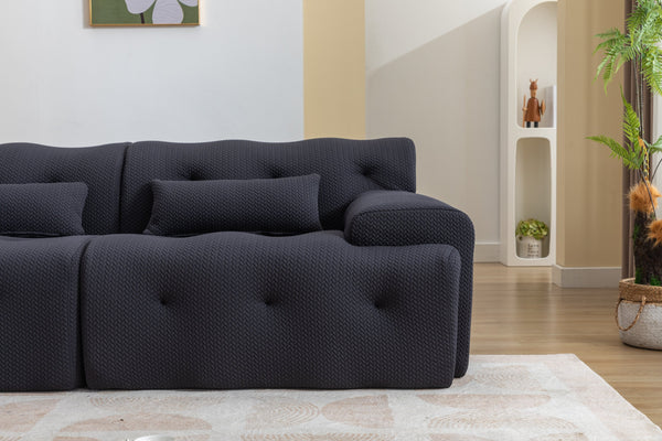 English Elm Large High-Density Foam 2-Seater Sofa Couch — No Assembly, Plush Body-Conforming Comfort for Living Room Dark Gray W1752S00003