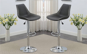 English Elm Dining Adjustable Bar Stool Set of 2 — Modern Faux Leather Upholstered Seats, Chrome Base, Height Adjustable Ebony 17 L x 21 W x 24 H B011P151354