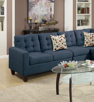 English Elm Modular Navy Polyfiber Sectional Sofa Four Piece Tufted Living Room Couch Set B011S00678
