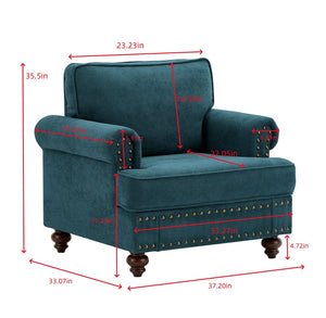 English Elm Modern Green Chenille Loveseat with Brown Legs for Apartment or Bedroom Spaces W1708135965