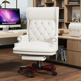 Hearth and Haven Upholstered Executive Office Chair with Tufted Back and Footstool, White W1550137140