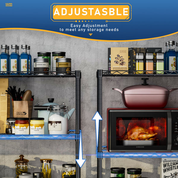 English Elm 6 Tier Wire Shelving Unit with Fence Shelf, Heavy-Duty 350lb/Layer Steel Storage Rack for Home & Commercial Use W1550131998