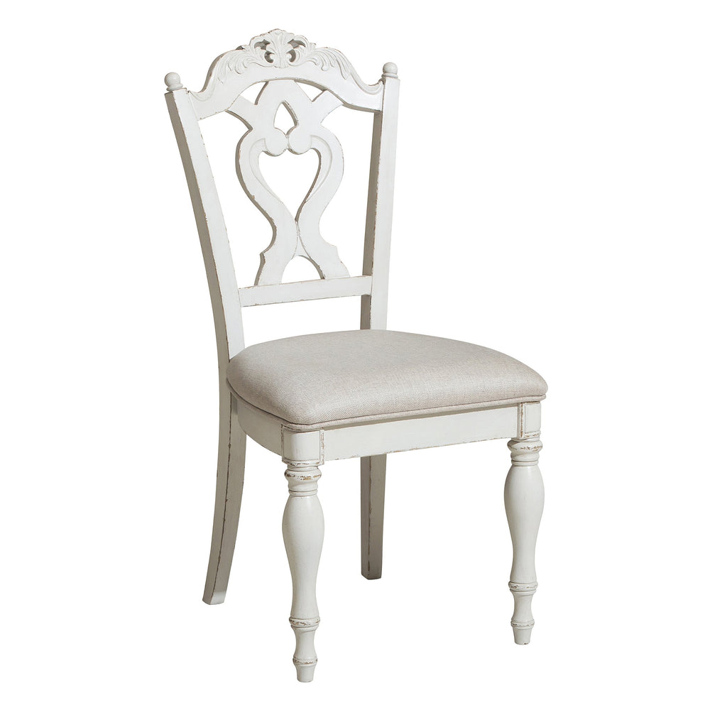 English Elm Victorian Cinderella White Upholstered Desk Chair with Floral Carvings Antique Finish Child Seat B011P151480