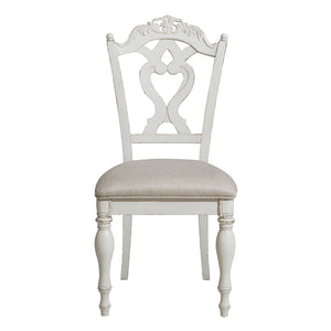 English Elm Victorian Cinderella White Upholstered Desk Chair with Floral Carvings Antique Finish Child Seat B011P151480
