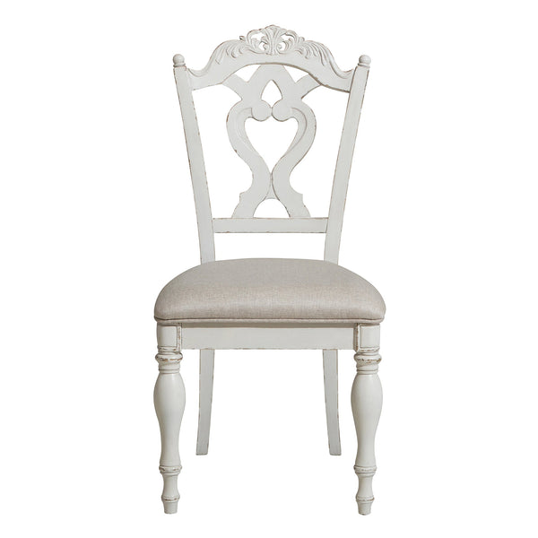 English Elm Victorian Cinderella White Upholstered Desk Chair with Floral Carvings Antique Finish Child Seat B011P151480