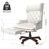 Hearth and Haven Upholstered Executive Office Chair with Tufted Back and Footstool, White W1550137140