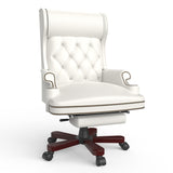 Hearth and Haven Upholstered Executive Office Chair with Tufted Back and Footstool, White W1550137140