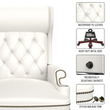 Hearth and Haven Upholstered Executive Office Chair with Tufted Back and Footstool, White W1550137140