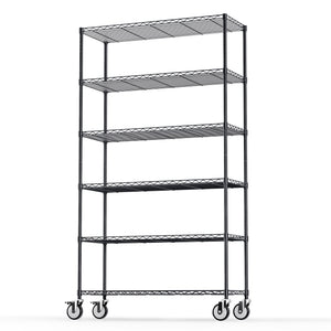 English Elm 6 Tier Wire Shelving Unit with Fence Shelf, Heavy-Duty 350lb/Layer Steel Storage Rack for Home & Commercial Use W1550131998