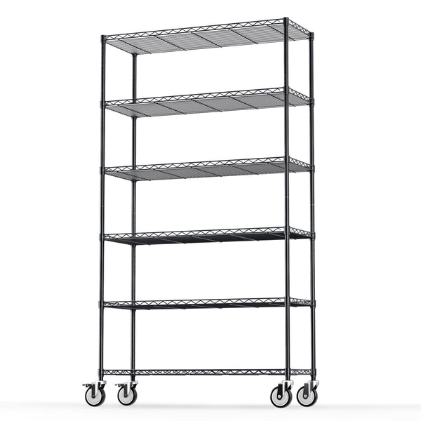 English Elm 6 Tier Wire Shelving Unit with Fence Shelf, Heavy-Duty 350lb/Layer Steel Storage Rack for Home & Commercial Use W1550131998
