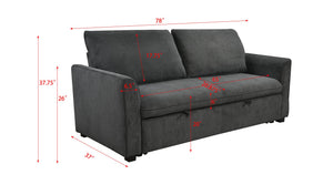 English Elm 78 Convertible 3-in-1 Sleeper Sofa Bed with Easy Pull-Out Hidden Mattress, Compact Modern Loveseat Dark Gray W1417131880