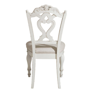 English Elm Victorian Cinderella White Upholstered Desk Chair with Floral Carvings Antique Finish Child Seat B011P151480