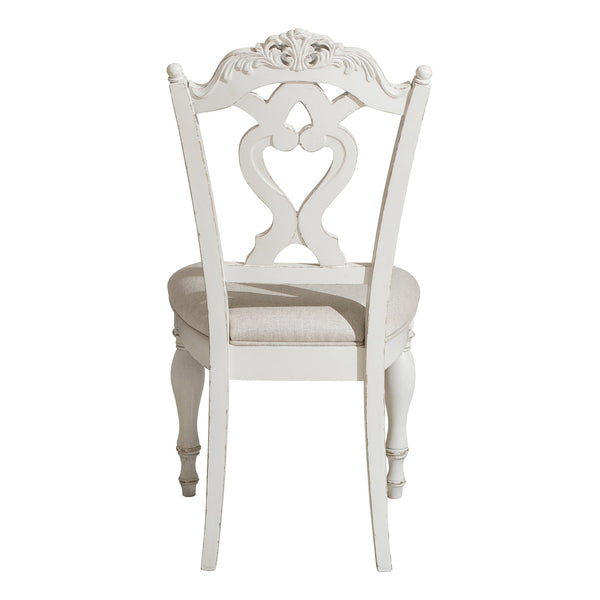 English Elm Victorian Cinderella White Upholstered Desk Chair with Floral Carvings Antique Finish Child Seat B011P151480