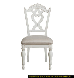 English Elm Victorian Cinderella White Upholstered Desk Chair with Floral Carvings Antique Finish Child Seat B011P151480