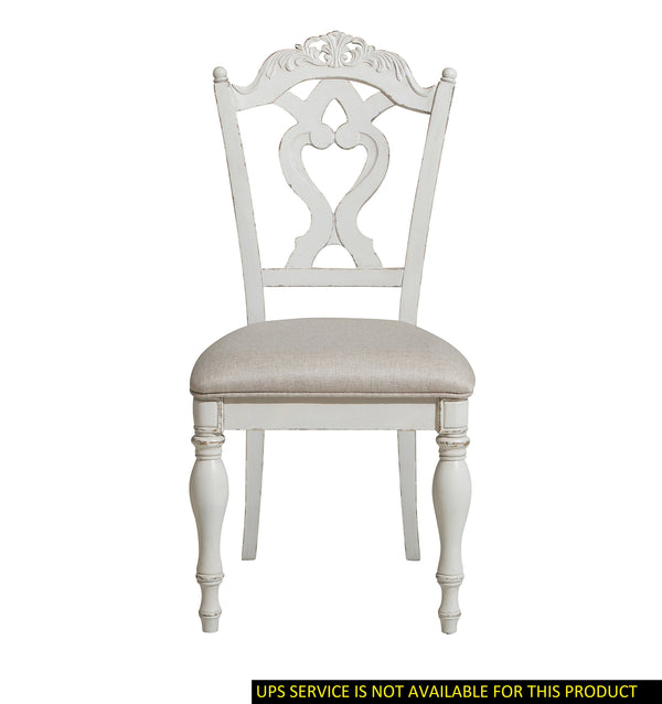 English Elm Victorian Cinderella White Upholstered Desk Chair with Floral Carvings Antique Finish Child Seat B011P151480