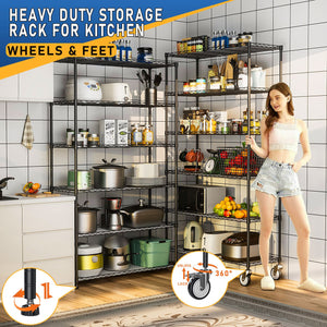 English Elm 6 Tier Wire Shelving Unit with Fence Shelf, Heavy-Duty 350lb/Layer Steel Storage Rack for Home & Commercial Use W1550131998