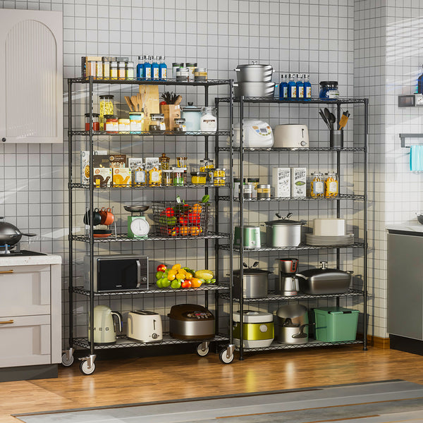 English Elm 6 Tier Wire Shelving Unit with Fence Shelf, Heavy-Duty 350lb/Layer Steel Storage Rack for Home & Commercial Use W1550131998