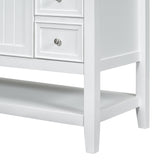 English Elm 36" Bathroom Vanity Without Sink, Cabinet Base Only, One Cabinet and Three Drawers, White