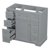 English Elm 36" Bathroom Vanity Without Sink, Cabinet Base Only, One Cabinet and Six Drawers, Grey