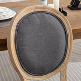 English Elm ,French Style Solid Wood Frame Antique Painting Linen Fabric Back Dining Chair,Set Of 2,Dark Gray,Sw1845Dg