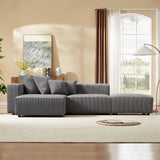 English Elm Soft Corduroy Sectional Modular Sofa Set, Small L-Shaped Chaise Couch For Living Room, Apartment, Office, Gray