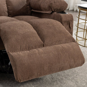 English Elm Massage Rocker Recliner Oversized Chair with Heat Vibration Usb Port and Storage Pockets Brown W1807S00011