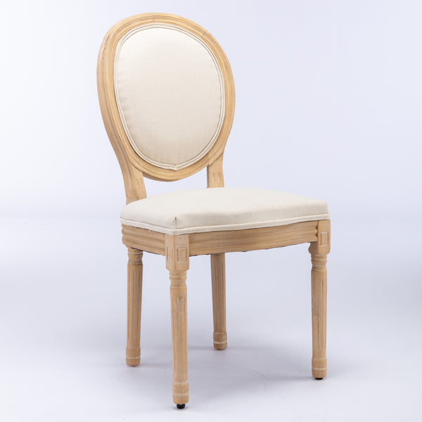 English Elm A&A French Style Dining Chairs Set Of 2 - Solid Wood Frame, Beige Linen Upholstery For Elegance W1143141070