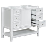 English Elm 36" Bathroom Vanity Without Sink, Cabinet Base Only, One Cabinet and Three Drawers, White