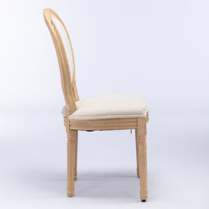 English Elm A&A French Style Dining Chairs Set Of 2 - Solid Wood Frame, Beige Linen Upholstery For Elegance W1143141070
