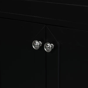 English Elm 36" Matte Bathroom Vanity Base Cabinet with Drawers Rubberwood Frame Modern Storage Black WF296707AAB