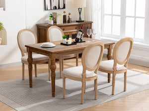 English Elm A&A French Style Dining Chairs Set Of 2 - Solid Wood Frame, Beige Linen Upholstery For Elegance W1143141070