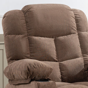 English Elm Massage Rocker Recliner Oversized Chair with Heat Vibration Usb Port and Storage Pockets Brown W1807S00011