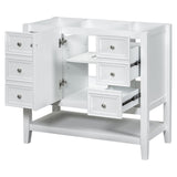 English Elm 36" Bathroom Vanity Without Sink, Cabinet Base Only, One Cabinet and Three Drawers, White