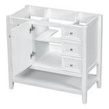 English Elm 36" Bathroom Vanity Without Sink, Cabinet Base Only, One Cabinet and Three Drawers, White