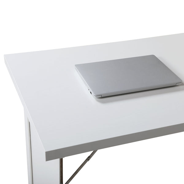 English Elm Modern Wall-Mounted Folding Desk Cabinet with Storage Shelves, Compact Convertible Writing Station for Home Office, White W2181P151577
