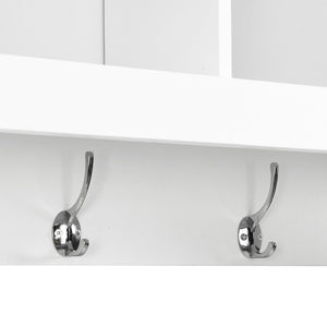 English Elm On-trend Modular Entryway Hall Tree with Hooks Shoe Cubbies Bench and Shelves White N721S000025K