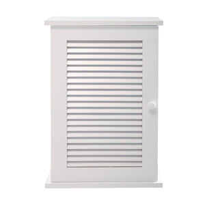 English Elm Wall MDF Floating Medicine Cabinet with Louvered Door, 3-Tier Storage, 66lb Capacity, White Finish W2181P151565