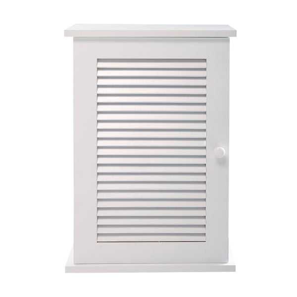 English Elm Wall MDF Floating Medicine Cabinet with Louvered Door, 3-Tier Storage, 66lb Capacity, White Finish W2181P151565