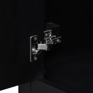 English Elm 36" Freestanding Bathroom Vanity Solid Rubberwood Cabinet with Ceramic Sink and Three Drawers Black JL000007AAB-6
