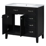 English Elm 36" Bathroom Vanity With Sink Combo, Black Bathroom Cabinet With Drawers, Solid Frame and Mdf Board