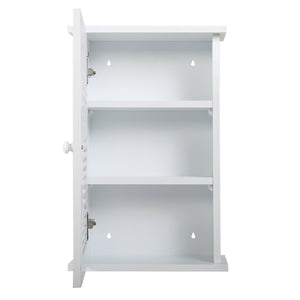 English Elm Wall MDF Floating Medicine Cabinet with Louvered Door, 3-Tier Storage, 66lb Capacity, White Finish W2181P151565