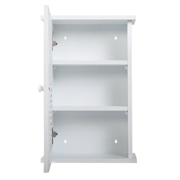 English Elm Wall MDF Floating Medicine Cabinet with Louvered Door, 3-Tier Storage, 66lb Capacity, White Finish W2181P151565
