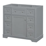 English Elm 36" Bathroom Vanity Without Sink, Cabinet Base Only, One Cabinet and Six Drawers, Grey