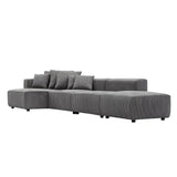 English Elm Soft Corduroy Sectional Modular Sofa 4 Piece Set, Small L-Shaped Chaise Couch For Living Room, Apartment, Office, Gray