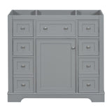 English Elm 36" Bathroom Vanity Without Sink, Cabinet Base Only, One Cabinet and Six Drawers, Grey