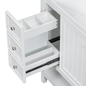 English Elm 36" Bathroom Vanity With Center Sink, Solid Wood & Mdf, 3 Drawers, Elegant White Finish, Modern Style N725P246500K