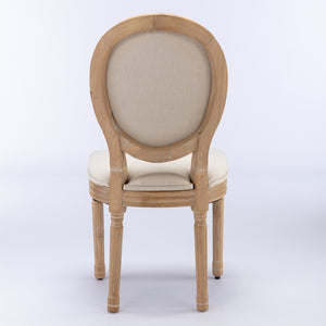 English Elm A&A French Style Dining Chairs Set Of 2 - Solid Wood Frame, Beige Linen Upholstery For Elegance W1143141070