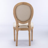 English Elm ,French Style Solid Wood Frame Antique Painting Linen Fabric Back Dining Chair,Set Of 2,Beige,Sw1845Bg